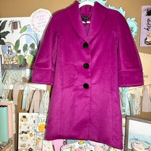 Grace Elements Magenta Wool Coat Jacket 3/4 Length Sleeves Women’s Sz.4 Elegant